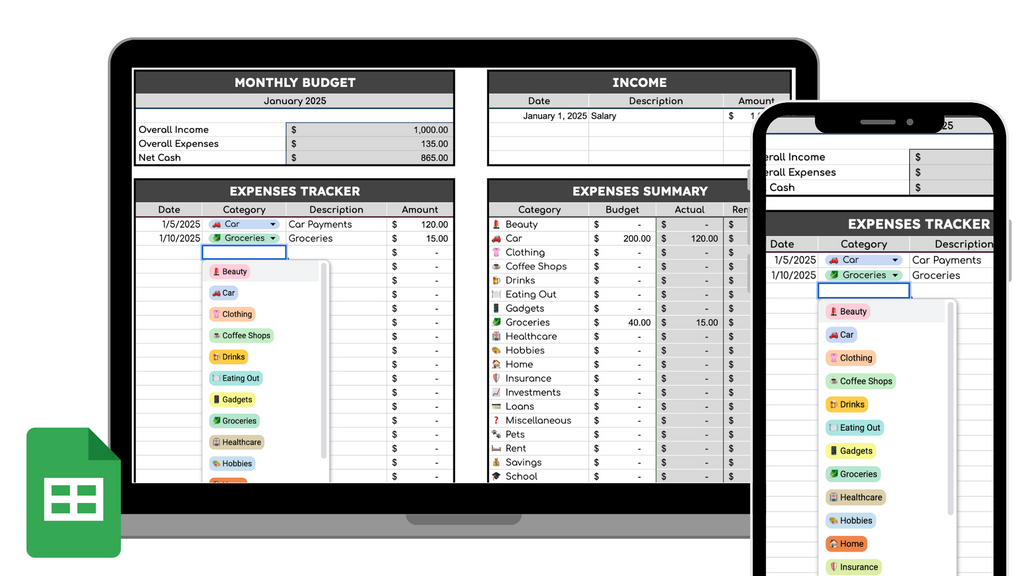 2026 Expenses + Budget Template