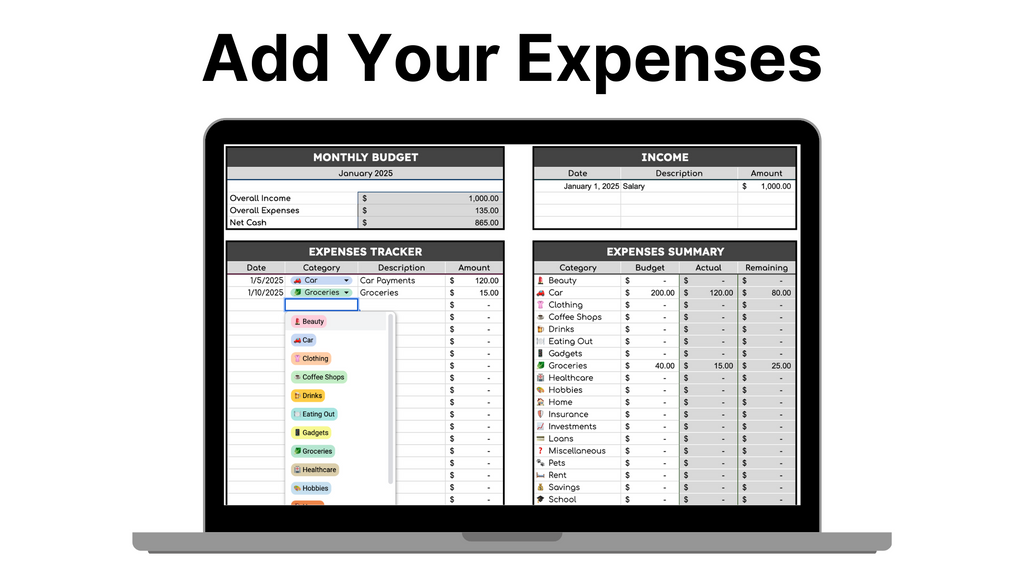 2026 Expenses + Budget Template